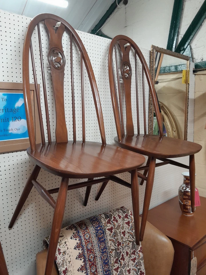 Ercol Dining Chairs Swan Back Set of 4 Mid Century Free Delivery - Image 4 of 4