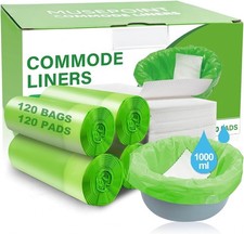 120 Pack Commode Liners with 120 Super Absorbent Pads
