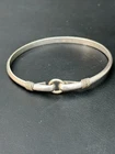 925 Sterling Silver And 14k Gold ''Hook and Eye'' Bangle Bracelet