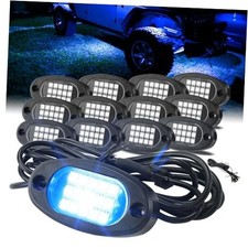 12 Pods Quick Connect Blue Rock Lights, 4M Extension Wires Each Light, 15 SMD