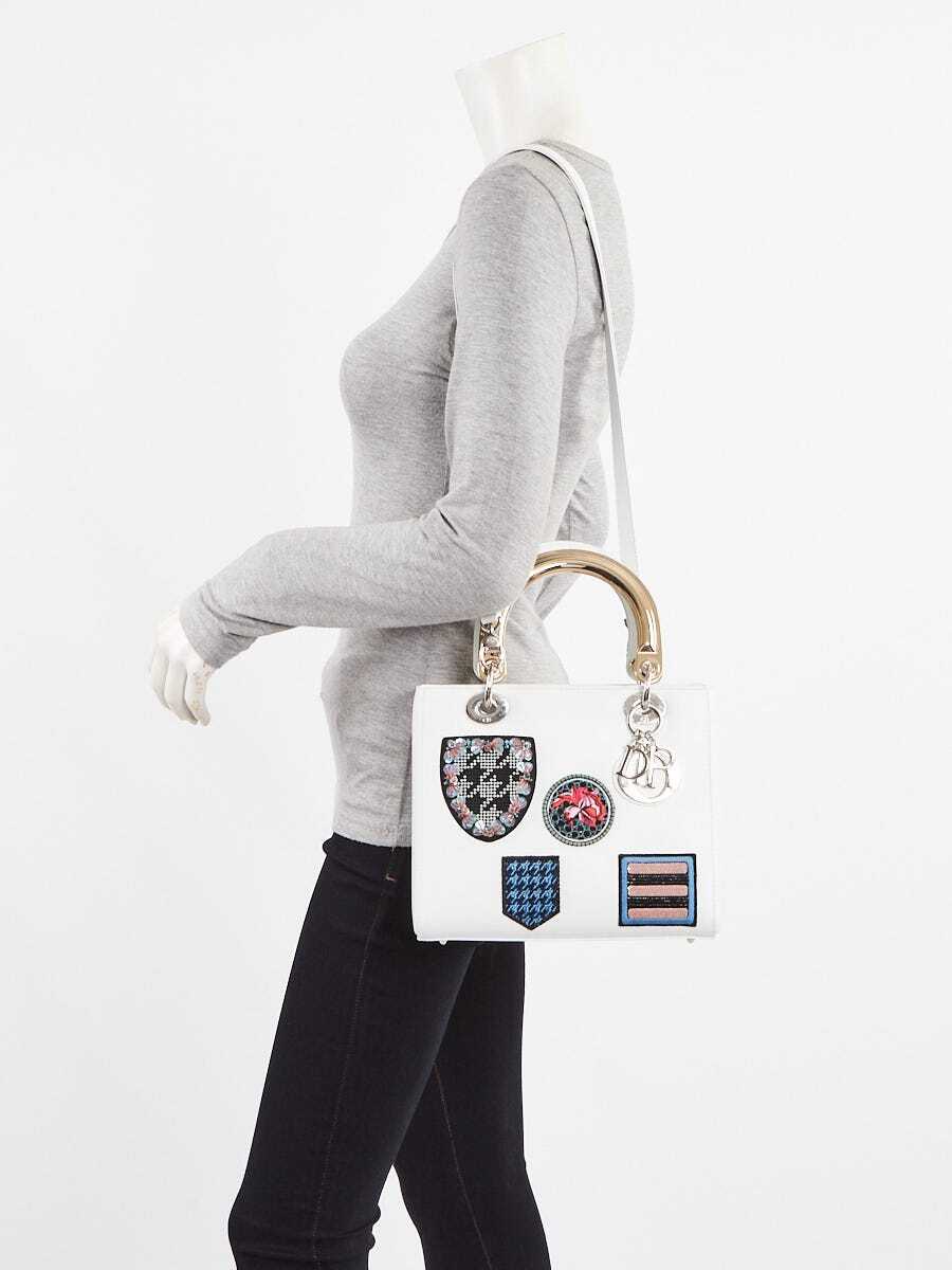 バッグ Christian Dior Leather Hand Bag Christian Dior White Leather Saddle Handbag 01RU1003 177577