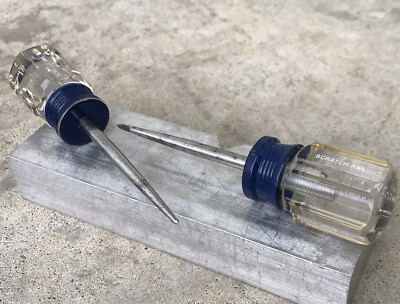 Craftsman USA 2 Piece Scratch Awl Set With Clear & Blue Handles   