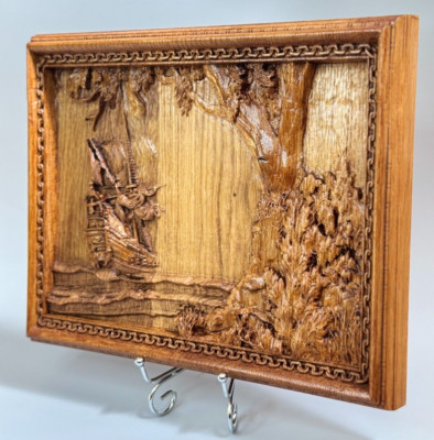 Piratenschiff Wand,Holz geschnitzt Schiff,Segelschiff.Ozean/Seekunst.Personalisiertes Geschenk