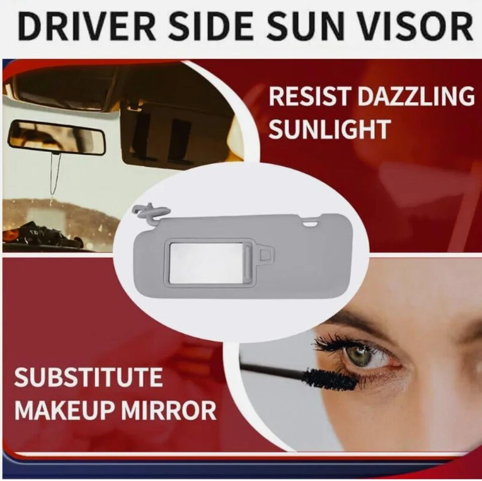 Parasol gris del lado izquierdo del conductor con espejo de maquillaje para Hyundai Elantra AD 2016-19 Foto 3 de 4