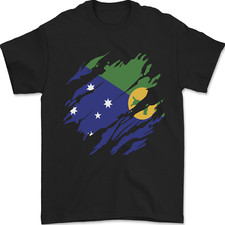 Torn Flag Christmas Islands Mens T-Shirt 100 Cotton