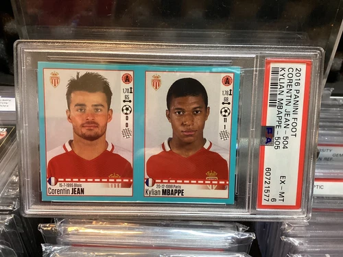 2016-17 Panini Foot Album Stickers Corentin Jean Kylian Mbappe #504-505 PSA 6