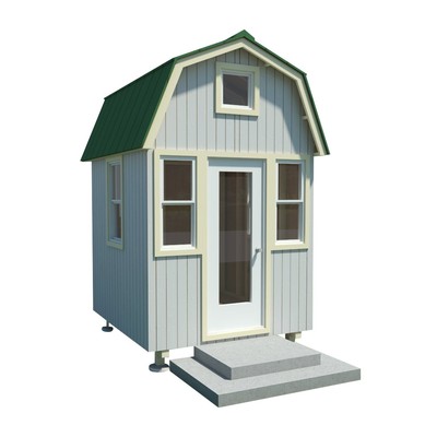 Micro tiny house with a loft in the gambrel roof plans DIY Plans