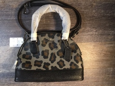 NWT Coach Mini Cora Domed Satchel Crossbody Ocelot Print & Coated Canvas F36219