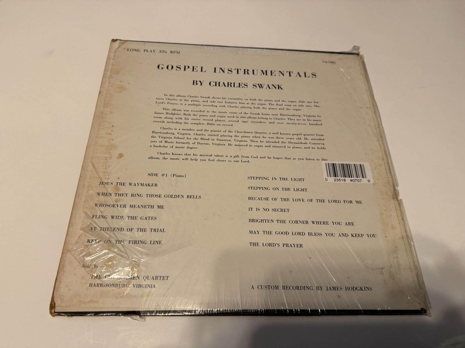 Gospel Instrumentals by Charles Swank ‎–  harrisonburg virginia