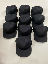 Lot of 10 Black Adjustable Snapback Baseball Hats One Size
