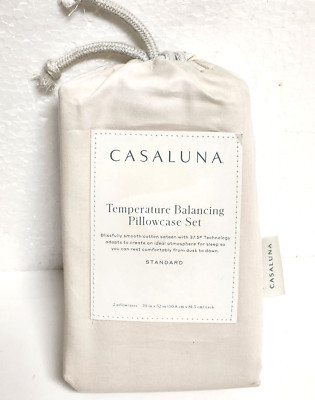 Casaluna Standard Size 300 TC Temperature Balancing Pillowcase Set - Natural