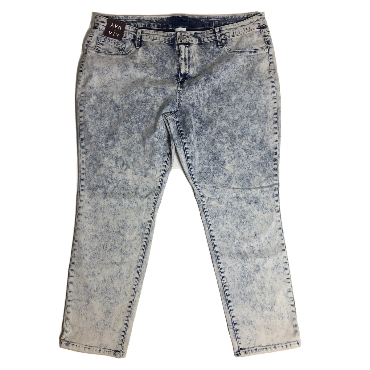 Ava Viv Womens Ankle Length Skinny Denim Jeggings Size 24W Bleached