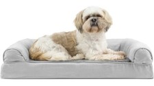 Furhaven Medium orthopedic Dog Bed Plush  Suede Sofa Style