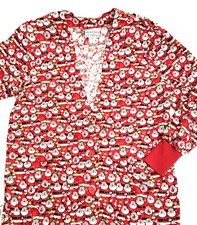 Peaches Uniforms Colorful Santa Claus Long Sleeve Scrub Coat Women Small