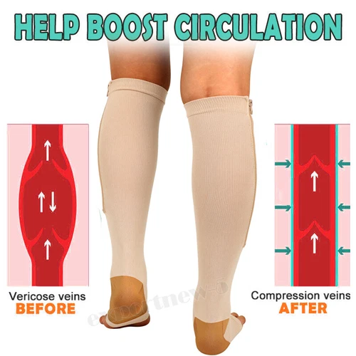 Pair Medical Compression Socks Varicose Knee Vein Open Toe Support Stockings - Bild 3 von 50