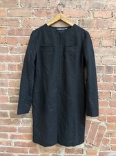 +J Jil Sander Womens Dress Sz Medium, Black  Wool Flannel, Backdrop Piece