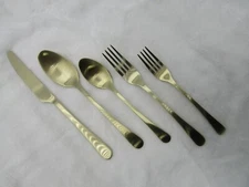 Pottery Barn Mason Flatware Dinner Set Graceful Sleek Shiny Champagne S/5 #B279
