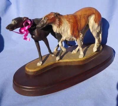 GREYHOUND BORZOI ANRI  ITALY 10'' DILLER DOGS WOOD FIGURINE