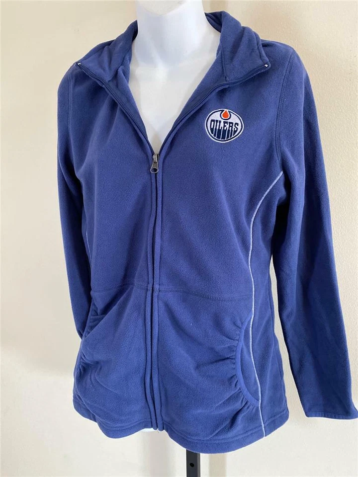 New Edmonton Oilers Womens Sizes S-XL Blue Zip Up Sweater - Image 2 of 4