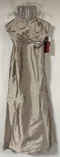 JS COLLECTIONS NWT Metallic Brown Fit  Flare Dress Sleeves Gown 14 W/wrap, Prom