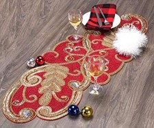 Christmas Red Table Runner Christmas Beaded Table Runner 36 Inch Glitz Beaded...
