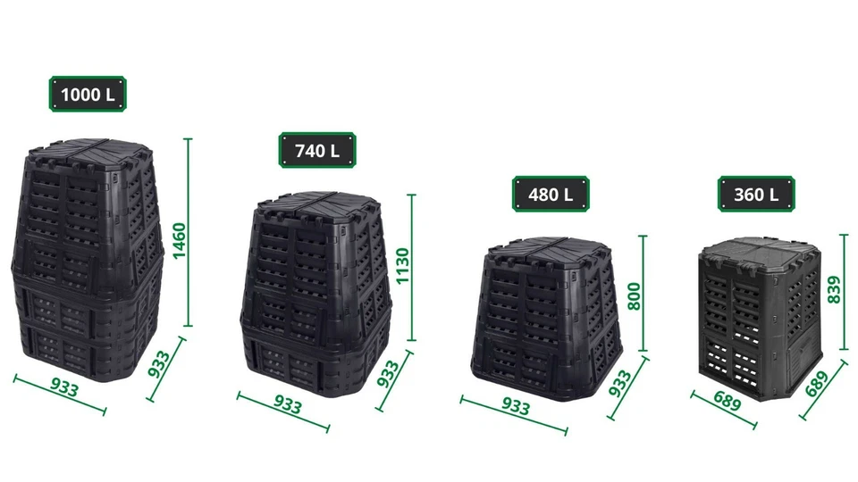 Komposter Schnellkomposter Gartenkomposter mit Belüftungssystem 480l 740l 1000l - Bild 2 von 4