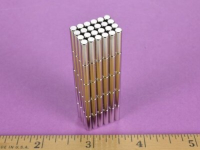 (Lot of 100) 1/8 x 1/2 Inch Neodymium Rare Earth Cylinder/Rod Magnet N52