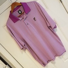 FJ FootJoy Golf Polo Shirt Performance Stretch Mens Large Purple Striped S-9