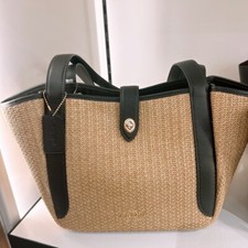 NWT Coach Hadley Turnlock Tote Bag CAL87 straw/Im/Toast/Black