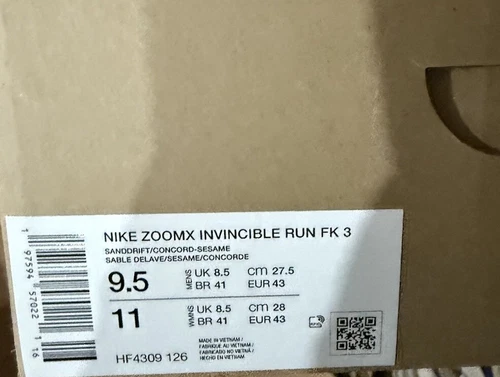 Nike ZoomX Invincible Run FK 3 Light Bone Brown Mens Size US 9.5 Running Shoes✅ - Picture 14 of 14