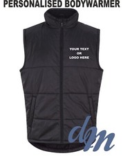 Personalised Sleeveless Gilet Body Warmer Puffer Quilted Padded Logo Text Print