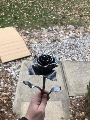 Handmade Iron Rose, Forged By Blacksmith, Steel Metal Rose, Metal Flower Welded.