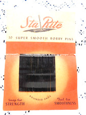Vintage 1940-50's Card of 30 Sta Rite Black Metal Bobby Pins