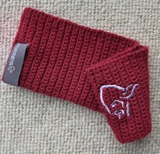 PRE LOVED  L NORRONA Rhubarb 100% Wool Knit HEADBAND Fleece Lined NORWAY Shlf10