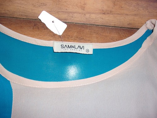 SAM & LAVI Los Angeles ~ New! NWT XS ~ Colorblock High-Low 100% Flowy Rayon Top - Picture 2 of 3