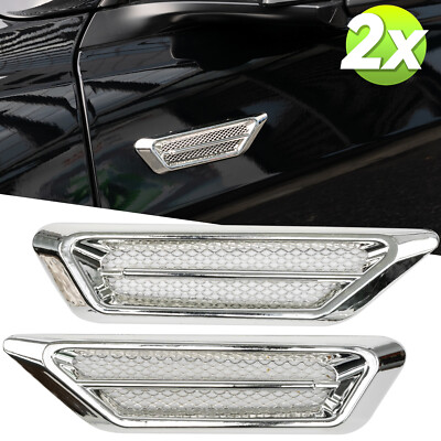 2pcs Chrome Car Hood Vent Scoop Kit Air Flow Fender Side Sticker Cover Universal
