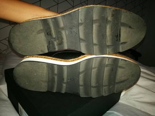 Whistles Black Leather Rex Espadrille Wedge Shoe 7/40 - Picture 5 of 7
