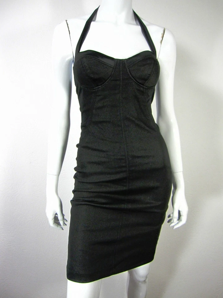 MARCIANO SLEEVELESS HALTER OPEN BACK DRESS SIZE 0 SOLID BLACK COCKTAIL - Image 2 of 4