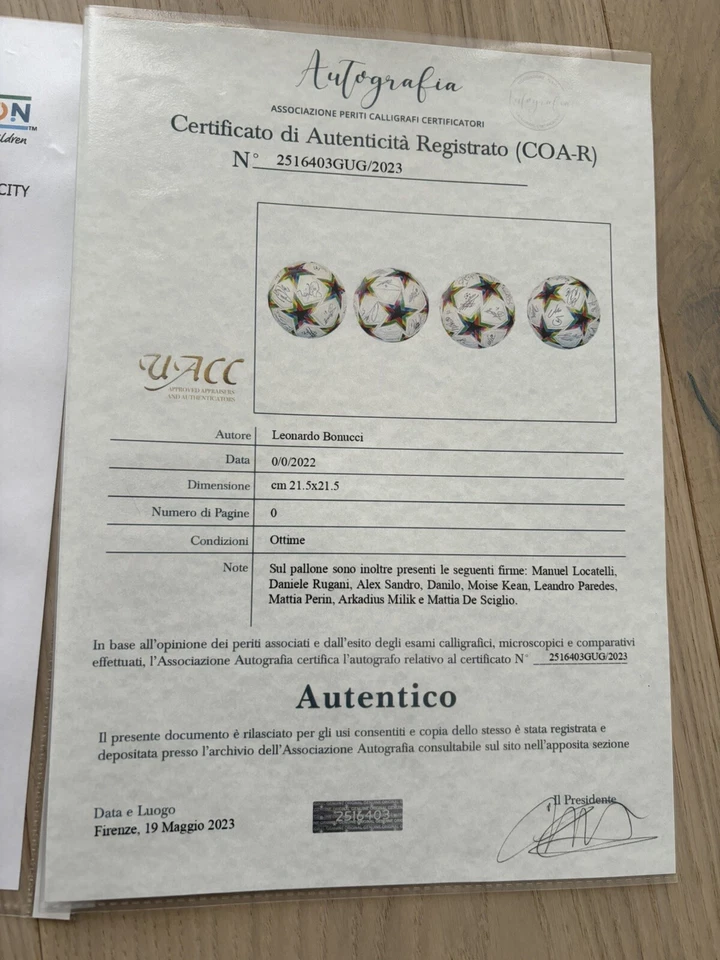 Pallone Uefa C.L. Autografato Dalla Rosa Della F.C. Juventus Prov.UEFA con COA - Immagine 4 di 4