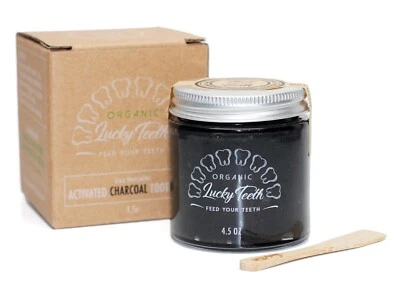 Lucky Teeth organic Charcoal toothpaste XTRA Whitening -GLASS BOTTLE 4.5 OZ