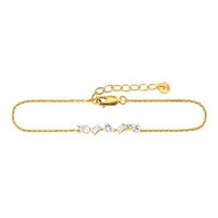 Cai Armband 925 Sterling Silber Vergoldet WeißTopas Baguette Tropfenschliff 20Cm