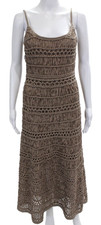 Staud Women Maxi Dress Beige Sleeveless Cotto...