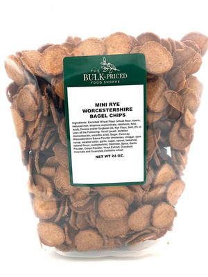 Mini Rye Worcestershire Bagel Chips, Bulk Size, (1.5 Lb. Resealable Zip Lock Sta