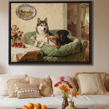 Rottweiler Oil Painting Canvas Print Pet Decor for Living Room Artwork
