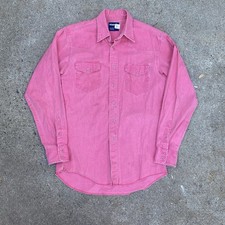 Vintage 90s Wrangler Brushpopper Shirt Pink RARE Size 15.5 Medium Western