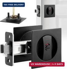 Pocket Door Lock, Square Privacy Pocket Door Hardware Pull Matte Black Contemp