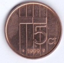 5 Cent 1999 Niederlande Königin Beatrix - Geschenk - Geburtstag - Glücksbringer
