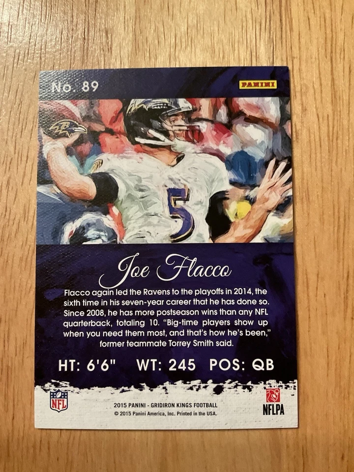 2015 Panini Gridiron Kings          Joe Flacco          # 89.         BLUE FRAME - Image 2 of 2