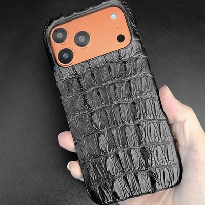 Genuine Crocodile Leather Case fo iPhone 17 16 Pro Max Alligator Tail Back Cover