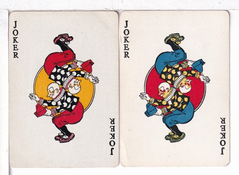 Two Playing Card Jokers, "Reversible Jester" Midland PCC, United States, 1920's